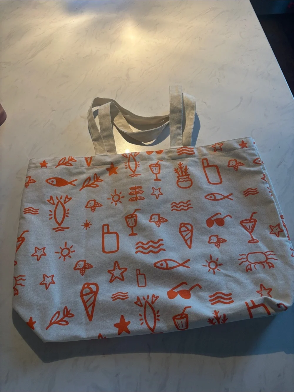 Canvas Tote with Coral Summer Icons